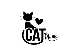 cat mom card inscription decorative lettering vector illustration. Pet lovers calligraphy phrase with paw footprint. Animal related words, sign isolated on white