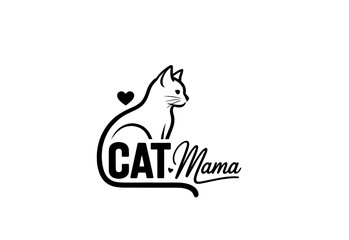 cat mom card inscription decorative lettering vector illustration. Pet lovers calligraphy phrase with paw footprint. Animal related words, sign isolated on white