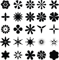 Black flower shapes on white background flowers symbols