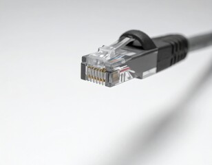 RJ45 Ethernet Network Connector Close Up on White Background