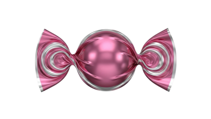 Pink metallic candy wrapper with silver accents