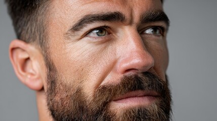 Obraz premium Close-up Portrait of a Bearded Man with Intense Green Eyes