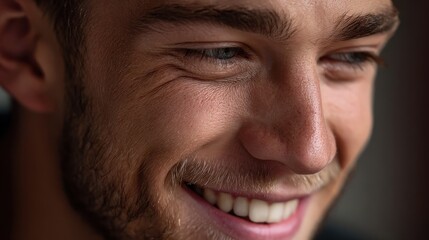 Happy Young Man Smiling and Laughing at a Dinner Party