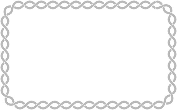 Celtic knot rectangle border frame, interlaced rope weave decorative outline
