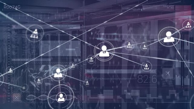 A video on global connections and data processing through repeated "network" imagery.