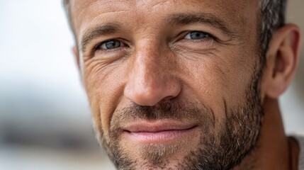 Obraz premium Close up Portrait of a Mature Man with Beard and Blue Eyes