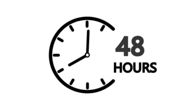 48 hours service clock icon. 48 hours customer service concept. 48 Hours Countdown,48 Hour Timer,The 748 Hour Wait