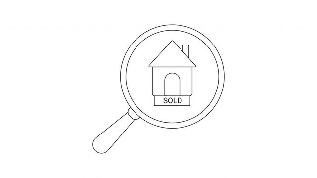House Hunting - Magnifying Glass Finds Sold Home Illustration.