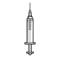 Needle Intrigue: Minimalist Line Art Syringe | Clean, isolated vector art for creative projects.