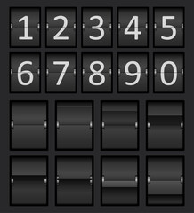 Retro Mechanical Flip Number Display Vector &ndash; Vintage Countdown, Clock, Scoreboard Digits Set