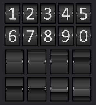 Retro Mechanical Flip Number Display Vector &ndash; Vintage Countdown, Clock, Scoreboard Digits Set