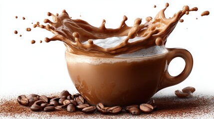 Creamy Hot Chocolate Splash with Roasted Coffee Beans