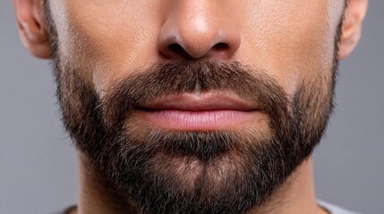 Obraz premium Close-up Portrait of a Man's Trimmed Beard and Mustache