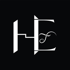 Initial letter HE logo design