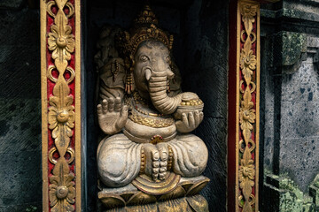 Ganesh statue decorated with flowers, Bali, Indonesia