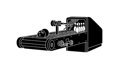 Black and White Industrial Machine Illustration