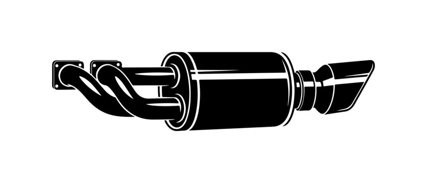 Black and White Exhaust Silencer Illustration