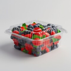 Photorealistic Shot Blank Plastic Clamshell Container (for Berries Or Salad)