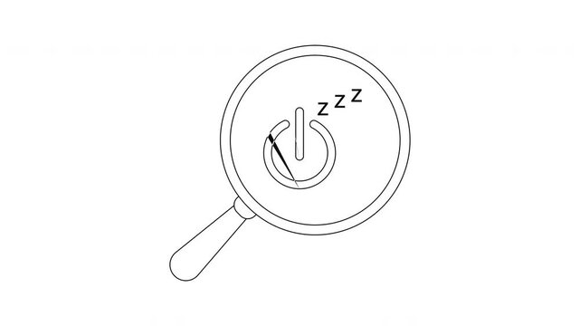 Sleep Mode Icon Animation - Magnifying Glass and Power Symbol.