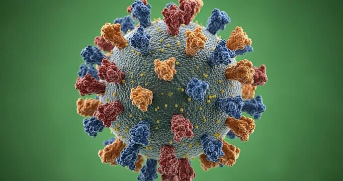 Microscopic illustration of a pathogen on green background