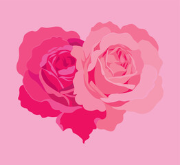 Rose hearts. Vector illustration. Heart in pink color, heart icon for design. Flower with petals. Love, romance hearts. Vector icons. Heart love symbol. For gifts, Valentine's Day, birthday