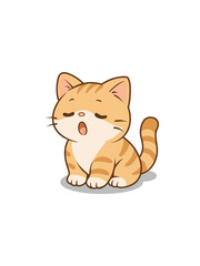 Obraz premium Illustration of a cute cat meowing, isolated on a white background