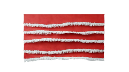 Textured Red Fabric with White Fringe Layers