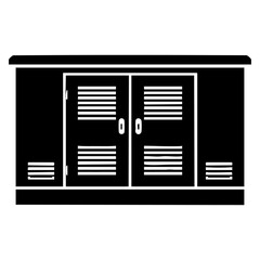 Black utility box in a simple design with doors