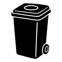 Black trash bin on wheels in simple design