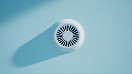 Isolated round ventilation valve on minimal pastel blue background