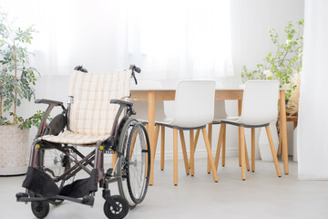 A living room or room with a wheelchair