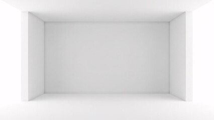 Minimalist white room with clean lines and soft lighting