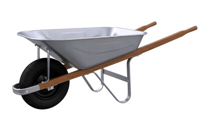 Gray wheelbarrow isolated on transparent background