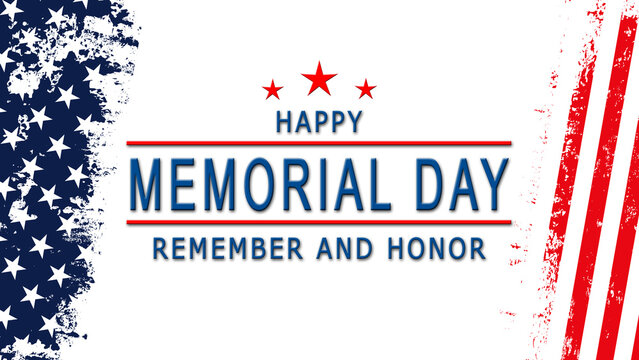 Memorial day - American holiday - Honoring all in war who served - banner with american flag and text on white background - 3D Illustration
