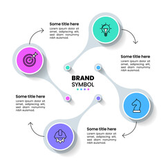 Infographic template. 4 circles with icons and title in the middle