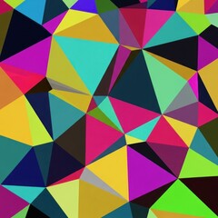Vibrant Abstract Geometric Mosaic of Triangles and Colorful Polygons.