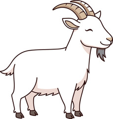 Cute goat cartoon character, farm animal vector illustration