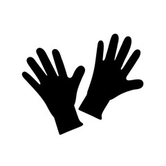 Obraz premium Pair of protective gloves, black silhouette, isolated against white background.