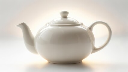 Obraz premium Elegant White Teapot - A Timeless Symbol of Warmth and Hospitality.