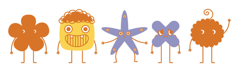 Face smile icon vector set with doodle style and bright colors, Cute colorful emoji faces set for kids design face smile emoji doodle icon on transparent background