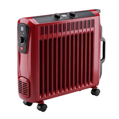 Fototapeta premium Red oil filled radiator isolated on transparent background