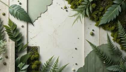 Luxury Botanical Flat Lay with Fern and Moss