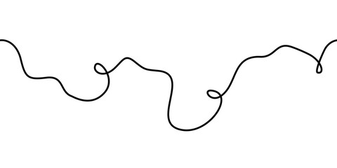 Seamless black cable squiggle line pattern, curvy and wavy drawing loop. A seamless cable squiggle line for modern design. © Анжелика Полтавец