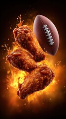 Spicy Buffalo Chicken Wings and Football Game Day Food on Fire