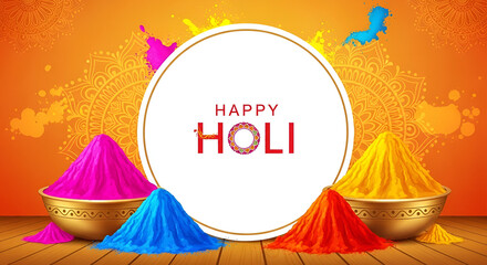 Bright colorful powder plumes rising from bowls for holi festival celebration background