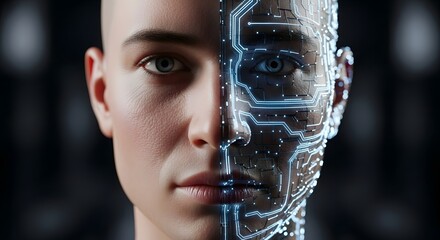 Artificial Intelligence Human Face with Digital Circuit Technology