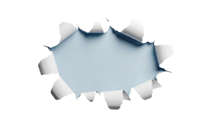 Torn Paper Hole Revealing Blue Background