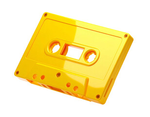Obraz premium A vibrant yellow, cassette tape rendered with meticulous detail, isolated