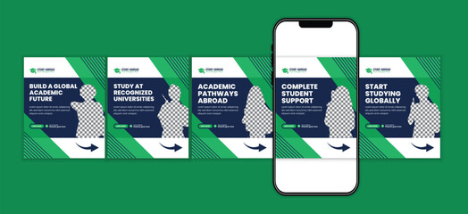 Student Visa Application Study Abroad Social Media Carousel Design Template