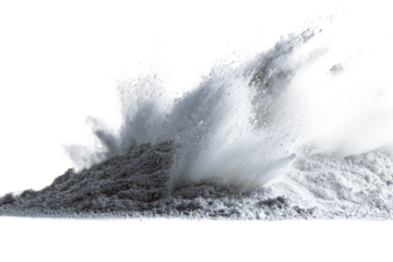 Gray powder explosion isolated on transparent background with dramatic effect transparent background